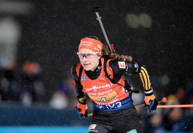 Germany's Janina Httich-Walz competes in the mixed relay event of the IBU Biathlon World Cup in Oestersund, Sweden on November 30, 2025. (Photo by Bjorn LARSSON ROSVALL / TT NEWS AGENCY / AFP) / Sweden OUT