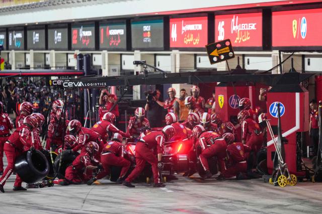 Ferrari's Monegasque driver Charles Leclerc pits during a safety car during the Formula One Qatar Grand Prix at the Lusail International Circuit in Lusail on November 30, 2025. (Photo by Altaf Qadri / POOL / AFP)
