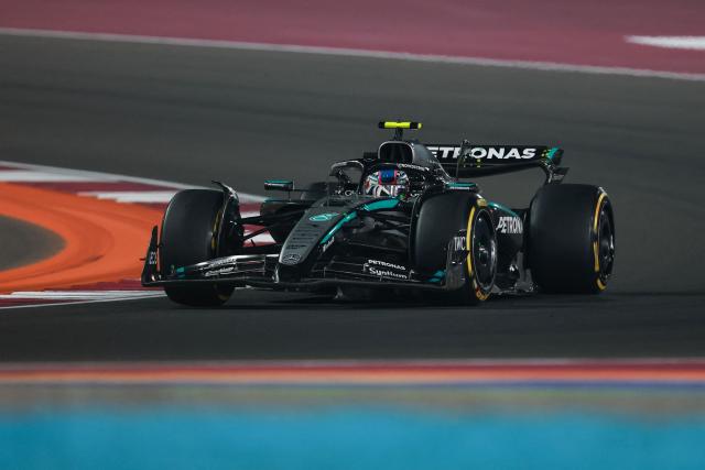 Mercedes' Italian driver Kimi Antonelli drives during the Formula One Qatar Grand Prix at the Lusail International Circuit in Lusail on November 30, 2025. (Photo by Karim JAAFAR / AFP)