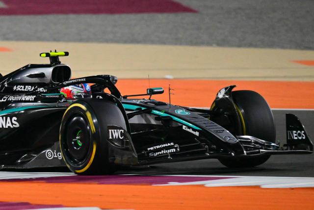 Mercedes' Italian driver Kimi Antonelli drives during the Formula One Qatar Grand Prix at the Lusail International Circuit in Lusail on November 30, 2025. (Photo by Andrej ISAKOVIC / AFP)