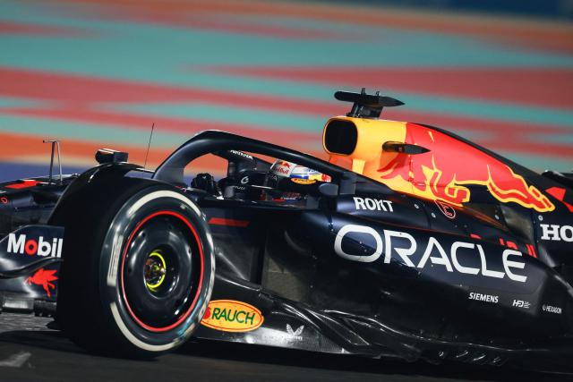 Red Bull Racing's Dutch driver Max Verstappen drives during the Formula One Qatar Grand Prix at the Lusail International Circuit in Lusail on November 30, 2025. (Photo by Karim JAAFAR / AFP)