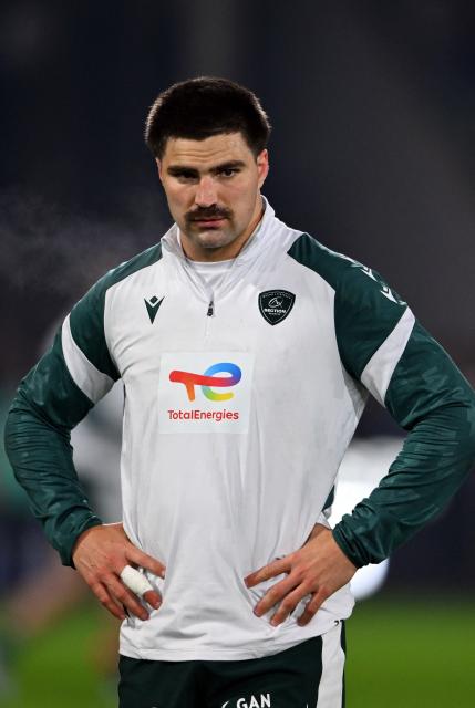 Pau's Australian fullback Jack Maddocks looks on before the French Top 14 rugby union match between Section Paloise Bearn Pyrenees (Pau) and Stade Rochelais (La Rochelle) at Stade du Hameau in Pau, south-western France on November 30, 2025. (Photo by Gaizka IROZ / AFP)