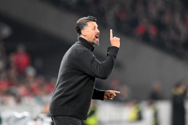 (FILES) Augsburg's German head coach Sandro Wagner reacts on the sidelines during the German first division Bundesliga football match between VfB Stuttgart and FC Augsburg in Stuttgart, southwestern Germany on November 9, 2025. Crisis-stricken Bundesliga club FC Augsburg has parted ways with coach Sandro Wagner. The 38-year-old had only taken over the position in the summer. After twelve match days, FCA is in 14th place with just ten points. (Photo by THOMAS KIENZLE / AFP) / DFL REGULATIONS PROHIBIT ANY USE OF PHOTOGRAPHS AS IMAGE SEQUENCES AND/OR QUASI-VIDEO