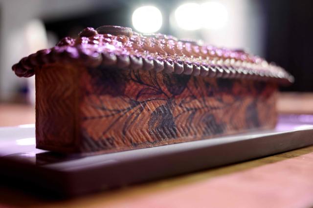 The pate-croute creation by French chef Cedric Maziller representing France is displayed during the 16th Edition of the 2025 Pate-Croute World Championship, in Lyon, central-eastern France, on December 1, 2025. (Photo by Alex MARTIN / AFP)