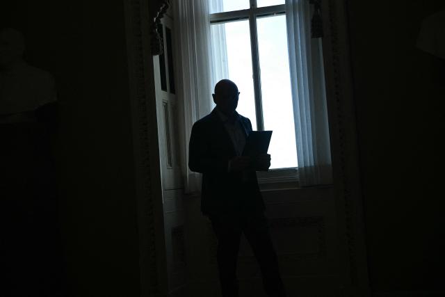 US Senator Mark Kelly, Democrat from Arizona, is seen at the US Capitol ahead a press conference on December 1, 2025 in Washington, DC. (Photo by Brendan SMIALOWSKI / AFP)