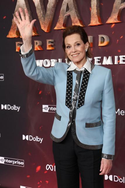 US actress Sigourney Weaver attends the premiere of Disney's "Avatar: Fire and Ash" at the Dolby theatre in Hollywood, California on December 1, 2025. (Photo by VALERIE MACON / AFP)