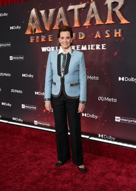 US actress Sigourney Weaver attends the premiere of Disney's "Avatar: Fire and Ash" at the Dolby theatre in Hollywood, California on December 1, 2025. (Photo by VALERIE MACON / AFP)