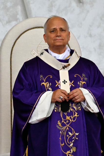 Pope Leo XIV leads a mass at Beirut's waterfront as part of his apostolic journey to Lebanon, in Beirut on December 2, 2025.  (Photo by Andreas SOLARO / AFP)