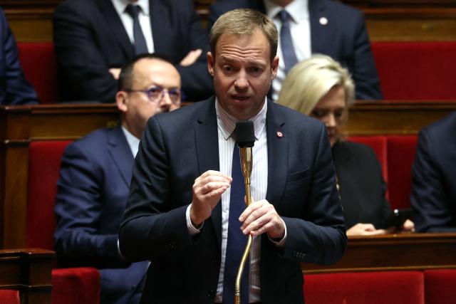 Droite Republicaine's MP Jean-Didier Berger speaks during a session of questions to the government at the National Assembly, the French Parliament lower house, in Paris on December 2, 2025. (Photo by Thomas SAMSON / AFP)