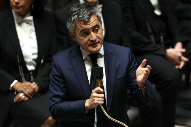 France's Justice Minister Gerald Darmanin answers during a session of questions to the government at the National Assembly, the French Parliament lower house, in Paris on December 2, 2025. (Photo by Thomas SAMSON / AFP)