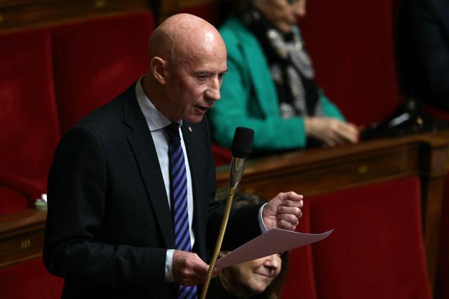 Rassemblement National's MP Rene Lioret speaks during a session of questions to the government at the National Assembly, the French Parliament lower house, in Paris on December 2, 2025. (Photo by Thomas SAMSON / AFP)