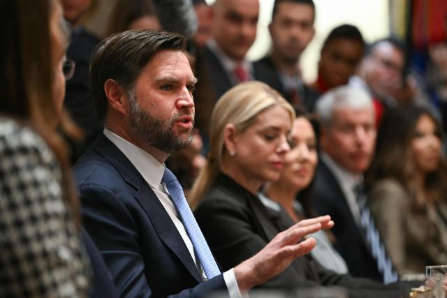 US Vice President JD Vance speaks during a Cabinet Meeting hosted by President Donald Trump in the Cabinet Room of the White House in Washington, DC on December 2, 2025. (Photo by ANDREW CABALLERO-REYNOLDS / AFP)