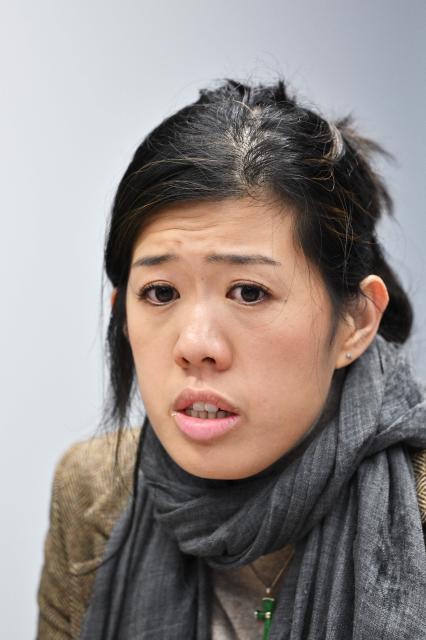 Claire Lai, daughter of jailed Hong Kong publisher and democracy activist Jimmy Lai, speaks during a visit to the office of Agence France-Presse in Washington, DC on December 2, 2025. (Photo by MANDEL NGAN / AFP)