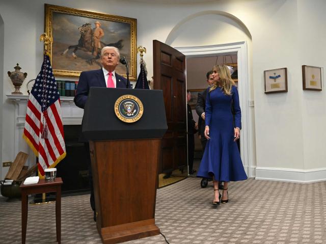 US President Donald Trump announces a $6.25 billion donation from Michael Dell (R), CEO of Dell Technologies and his wife Susan to “Trump Accounts,” in the Roosevelt Room of the White House in Washington, DC on December 2, 2025. The donation will be intended to fund investment accounts for at least 25 million American children. (Photo by ANDREW CABALLERO-REYNOLDS / AFP)
