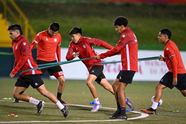 Xelaju players take part in a training session at Cementos Progreso Stadium in Guatemala City on December 2, 2025. (Photo by JOHAN ORDONEZ / AFP)