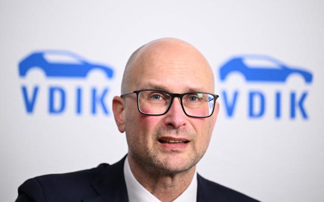 German Automobile Association VDIK head of unit politics/communication Stefan Meyer looks on ahead the Annual Conference of the German Automobile Association VDIK in Frankfurt am Main, on December 3, 2025. (Photo by Kirill KUDRYAVTSEV / AFP)