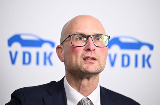 German Automobile Association VDIK head of unit politics/communication Stefan Meyer looks on ahead the Annual Conference of the German Automobile Association VDIK in Frankfurt am Main, on December 3, 2025. (Photo by Kirill KUDRYAVTSEV / AFP)
