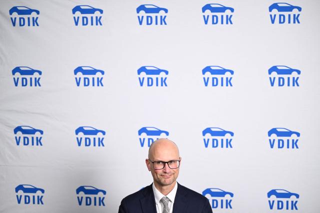 German Automobile Association VDIK head of unit politics/communication Stefan Meyer looks on ahead the Annual Conference of the German Automobile Association VDIK in Frankfurt am Main, on December 3, 2025. (Photo by Kirill KUDRYAVTSEV / AFP)