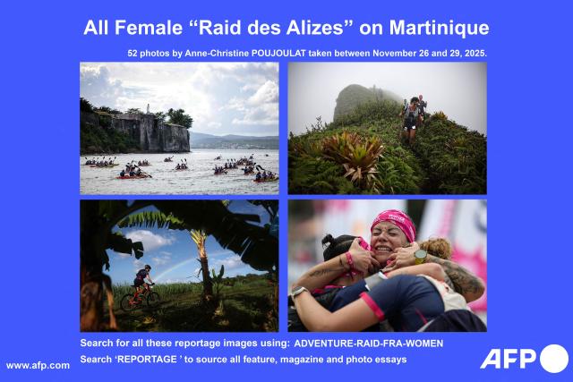 AFP presents a reportage by photographer Anne-Christine Poujoulat of 52 photos of the "Raid des Alizes", an exclusively all-female multi sport competition, on the French Caribbean island of Martinique, taken between November 26 and November 29, 2025. Search all these reportage images using: ADVENTURE-RAID-FRA-WOMEN
Search "REPORTAGE" to source all feature, magazine and photo essays.
The all-female event features running, mountain biking, kayaking, and trekking events with each team representing a charity project of their choice, with the overall ranking determining the prize money which will be directly donated to the charities. (Photo by Anne-Christine POUJOULAT / AFP)