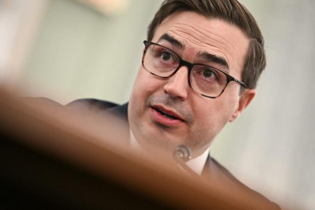 Steven Haines, nominee to be Assistant Secretary of Commerce for Industry and Analysis, testifies during a Senate Commerce Committee nomination hearing on Capitol Hill in Washington, DC on December 3, 2025. (Photo by Jim WATSON / AFP)