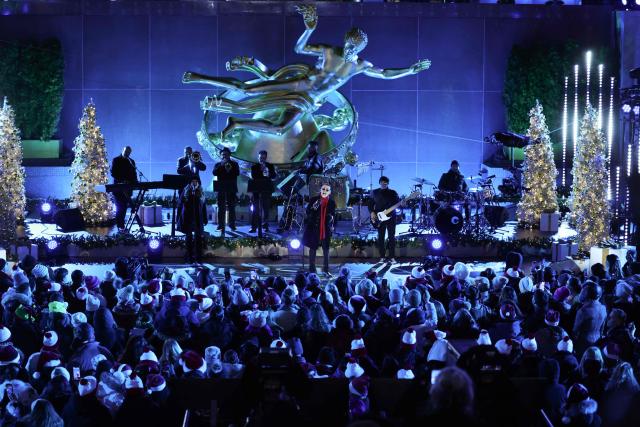 US singer Marc Anthony performs during the Rockefeller Center Christmas Tree Lighting in New York on December 3, 2025. (Photo by CHARLY TRIBALLEAU / AFP)
