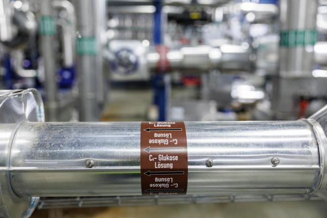 A part of the chemical plants of the UPM Biorefining & Technology the Leuna Chemical Park near Leuna is pictured on November 14, 2025. Finnish materials group UPM unveiled a refinery in the east German state of Saxony-Anhalt in the summer, taking a big risk on a 1.3 billion euro project ($1.5 billion) at a difficult time for the German chemicals sector. (Photo by JENS SCHLUETER / AFP) / TO GO WITH AFP STORY