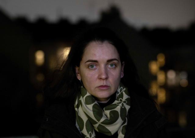 Margaryta Shabanova, the wife of OSCE employee Dmytro Shabanov who is now serving a 13-year prison sentence in Russia for "high treason", poses for a picture as she meets with AFP journalists for an interview in Vienna, Austria on December 2, 2025. Working for the international organisation OSCE, Dmytro Shabanov, Maksym Petrov and Vadym Golda were arrested in Russian-occupied territories in Ukraine on April 15, 2022, shortly after Moscow launched its invasion. Since then they have received lengthy prison sentences, their families dispairing for them. "The waiting, the not knowing, the endless hope turns into silent despair," Margaryta Shabanova, Shabanov's wife, told AFP. "No couple should have to endure such suffering." (Photo by JOE KLAMAR / AFP)