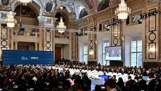 Participants attend a Ministerial Council meeting of the Oranization for Security and Co-operation in Europe (OSCE) on December 4, 2025 in Vienna, Austria. (Photo by Joe Klamar / AFP)