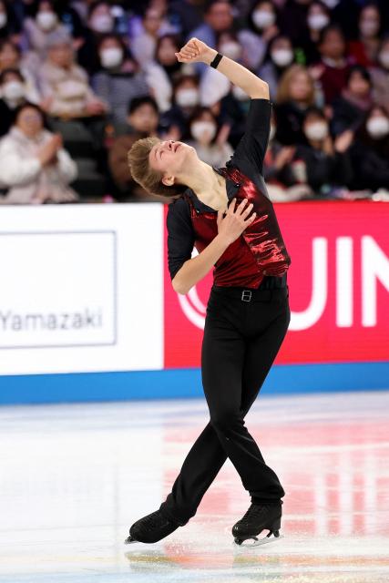 Belgium's Denis Krouglov competes in the Junior Men Short Program at the ISU Grand Prix of Figure Skating Final in Nagoya on December 4, 2025. (Photo by PAUL MILLER / AFP)