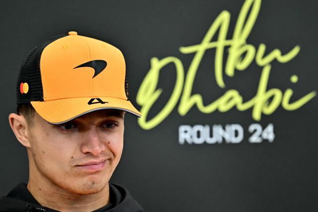 McLaren's British driver Lando Norris attend a press conference ahead of the Abu Dhabi Formula One Grand Prix at the Yas Marina Circuit in Abu Dhabi on December 4, 2025. (Photo by Giuseppe CACACE / AFP)