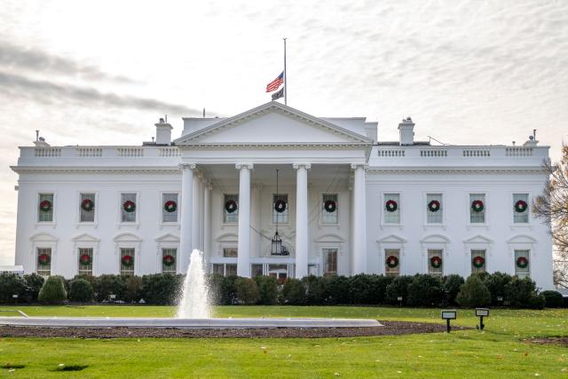 The US National flag is lowered to half mast at the White House in Washington, DC on December 4, 2025,  in honor of Sarah Beckstrom, the National Guard member who was fatally shot the week before. An Afghan man accused of shooting two members of the National Guard near the White House, killing one, pleaded not guilty on December 2, 2025 to murder charges. Lakanwal is charged with first-degree murder for the death of Sarah Beckstrom, 20, a National Guard member from West Virginia, as well as assault with intent to kill and firearms offenses. (Photo by DANIEL HEUER / AFP)