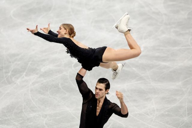 Germany's Minerva Fabienne Hase and Nikita Volodin compete in the Senior Pairs Short Program at the ISU Grand Prix of Figure Skating Final in Nagoya on December 4, 2025. (Photo by PAUL MILLER / AFP)