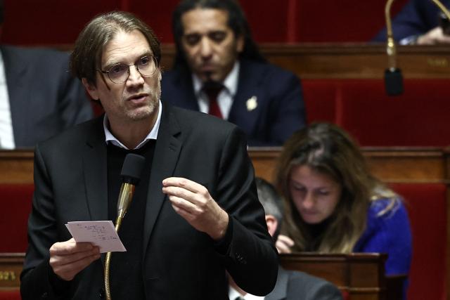 Ecologiste et Social's MP Hendrik Davi speaks during a session devoted to the second reading of the 2026 social security budget bill (PLFSS) at the National Assembly, the French Parliament lower house, in Paris on December 4, 2025. (Photo by Anne-Christine POUJOULAT / AFP)