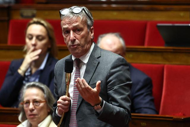 Les Democrates' MP Philippe Vigier speaks during a session devoted to the second reading of the 2026 social security budget bill (PLFSS) at the National Assembly, the French Parliament lower house, in Paris on December 4, 2025. (Photo by Anne-Christine POUJOULAT / AFP)