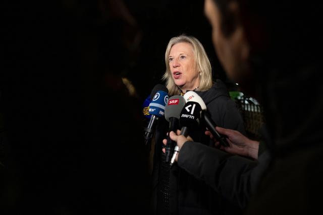 Director General of German public-service radio and television broadcaster Bayerischer Rundfunk (BR) Katja Wildermuth, speaks outside the headquarters of the European Broadcasting Union (EBU) during a general assembly of the EBU, which organises the Eurovision Song Contest, in Geneva, on December 4, 2025. Israel will be allowed to take part in the 2026 Eurovision Song Contest, organisers decided, announcing a series of measures meant to address criticism over the country's participation. (Photo by Fabrice COFFRINI / AFP)