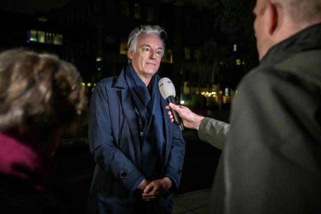 General director of Dutch radio and television broadcaster AvroTros Taco Zimmerman, speaks outside the headquarters of the European Broadcasting Union (EBU) during a general assembly of the EBU, which organises the Eurovision Song Contest, in Geneva, on December 4, 2025. Israel will be allowed to take part in the 2026 Eurovision Song Contest, organisers decided, announcing a series of measures meant to address criticism over the country's participation. (Photo by Fabrice COFFRINI / AFP)
