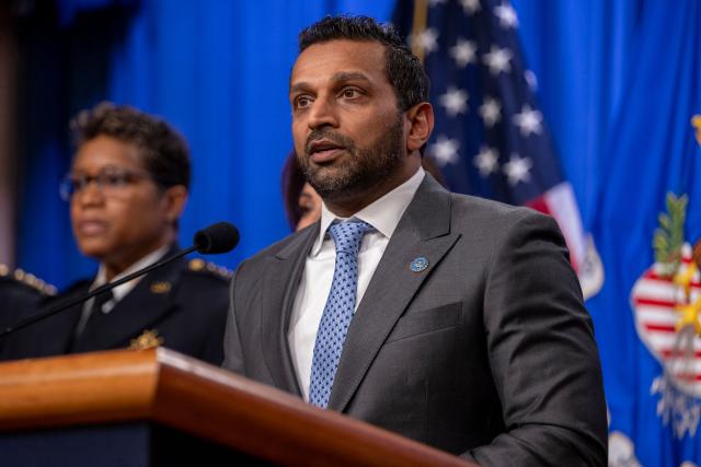 FBI Director Kash Patel speaks during a news conference at the Department of Justice to discuss the arrest of man in connection with pipe bombs placed near the Democratic and Republican party headquarters on the eve of the January 6, 2021 US Capitol riot,  in Washington, DC, on December 4, 2025. (Photo by DANIEL HEUER / AFP)
