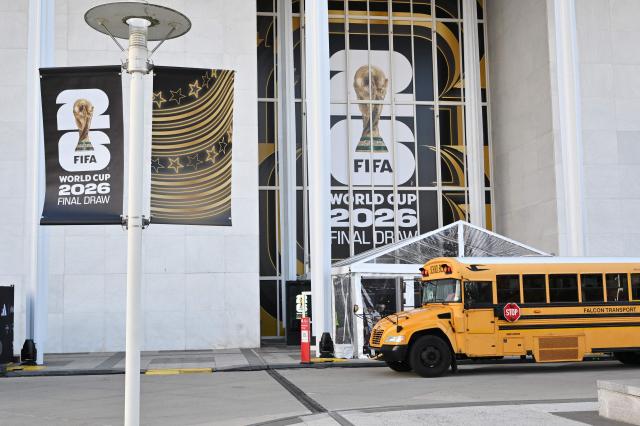 A December 4, 2025 photo shows the exterior of the Kennedy Center in Washington, DC on December 4, 2025. The Kennedy Center will be hosting the FIFA World Cup 2026 final draw on December 5. (Photo by MANDEL NGAN / AFP)