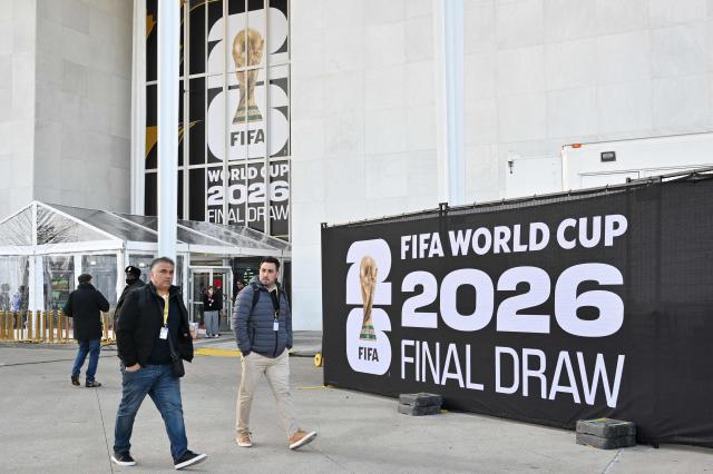 A December 4, 2025 photo shows the exterior of the Kennedy Center in Washington, DC on December 4, 2025. The Kennedy Center will be hosting the FIFA World Cup 2026 final draw on December 5. (Photo by MANDEL NGAN / AFP)