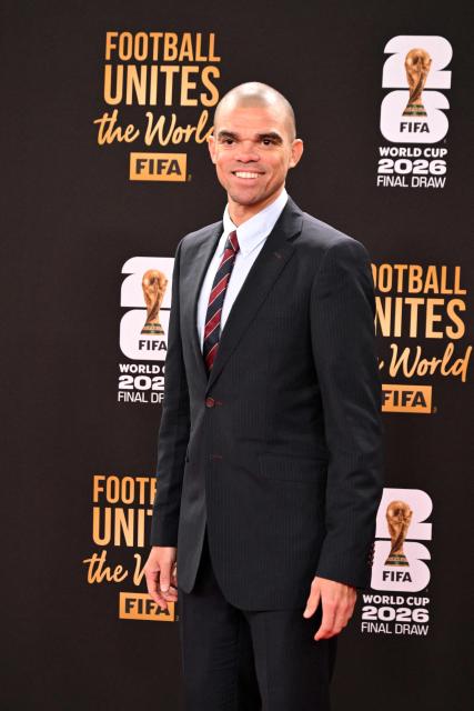 Portuguese former football player Pepe arrives for the pre-draw reception for the 2026 FIFA Football World Cup taking place in the US, Canada and Mexico, at the Kennedy Center, in Washington, DC, on December 4, 2025. (Photo by Roberto SCHMIDT / AFP)
