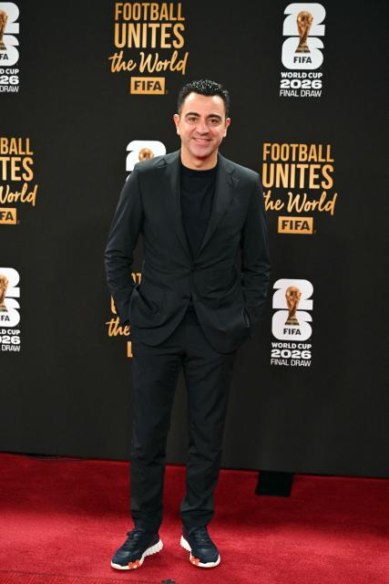 Spanish former football player and manager Xavi Hernandez arrives for the pre-draw reception for the 2026 FIFA Football World Cup taking place in the US, Canada and Mexico, at the Kennedy Center, in Washington, DC, on December 4, 2025. (Photo by Roberto SCHMIDT / AFP)