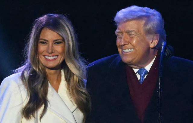 US President Donald Trump and First Lady Melania Trump attend the National Christmas Tree Lighting at the Ellipse in Washington, DC, on December 4, 2025. (Photo by ANDREW CABALLERO-REYNOLDS / AFP)