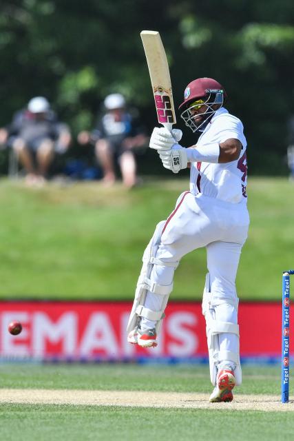 West Indies' Shai Hope bats during day four of the first Test cricket match between New Zealand and West Indies at Hagley Oval in Christchurch on December 5, 2025. (Photo by Sanka Vidanagama / AFP)