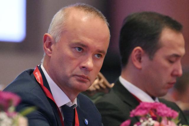 In this pool photograph distributed by the Russian state agency Sputnik, Vadim Badekha, General Director of United Aircraft Corporation (UAC), attends the India-Russia trade forum in New Delhi on December 5, 2025. (Photo by Grigory SYSOYEV / POOL / AFP) / ***Editor's note : this image is distributed by the Russian state owned agency Sputnik***