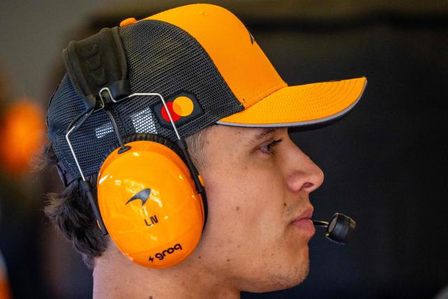 McLaren's British driver Lando Norris prepares for the first parctice session ahead of the Abu Dhabi Formula One Grand Prix at the Yas Marina Circuit in Abu Dhabi on December 5, 2025. (Photo by Andrej ISAKOVIC / AFP)
