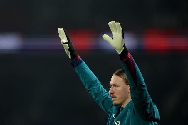 (FILES) Paris Saint-Germain's Russian goalkeeper #39 Matvey Safonov warms up ahead of the French L1 football match between Paris Saint-Germain (PSG) and FC Nantes at The Parc des Princes Stadium in Paris on November 30, 2024. With Lucas Chevalier injured, goalkeeper Matvey Safonov could make his first start for PSG this season on December 6, 2025 against Rennes in Ligue 1 (9:05 p.m.) and have the opportunity to demonstrate his ability to compete with the former Lille player. This would be the Russian international's first start in goal for Paris since 24 May and the victory in the French Cup final against Reims (3-0). Unless Luis Enrique decides to start the No. 3 in the pecking order, young Italian Renato Marin (19, signed last summer). (Photo by FRANCK FIFE / AFP)
