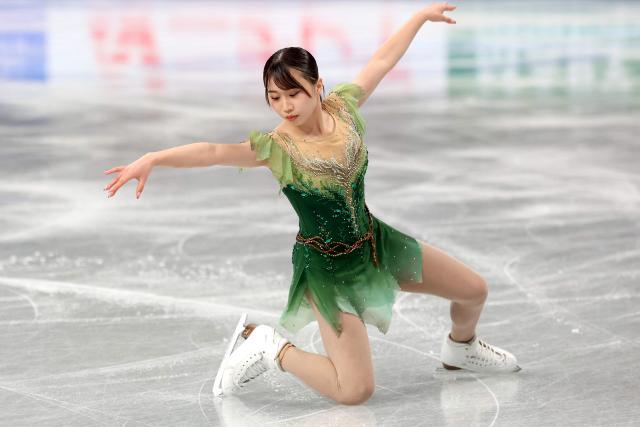Japan's Sumika Kanazawa competes in the Junior Women Free Skating at the ISU Grand Prix of Figure Skating Final in Nagoya on December 5, 2025. (Photo by PAUL MILLER / AFP)