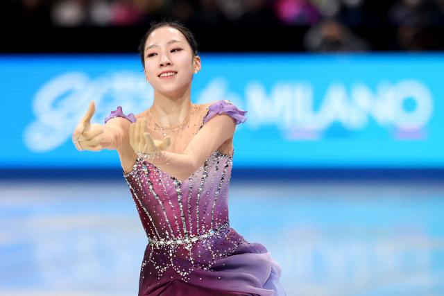 South Korea's Yuseong Kim competes in the Junior Women Free Skating at the ISU Grand Prix of Figure Skating Final in Nagoya on December 5, 2025. (Photo by PAUL MILLER / AFP)