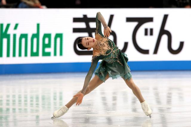 South Korea's Yujae Kim competes in the Junior Women Free Skating at the ISU Grand Prix of Figure Skating Final in Nagoya on December 5, 2025. (Photo by PAUL MILLER / AFP)