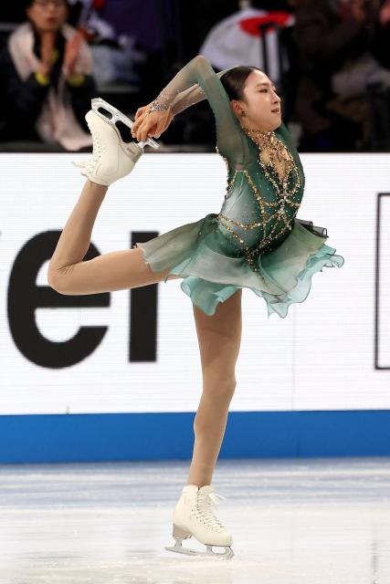 South Korea's Yujae Kim competes in the Junior Women Free Skating at the ISU Grand Prix of Figure Skating Final in Nagoya on December 5, 2025. (Photo by PAUL MILLER / AFP)